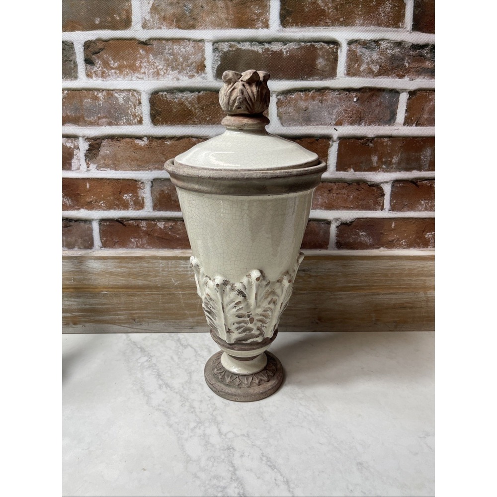 Home Decor | Large Distressed Ceramic Urn Vase 17 1/2"